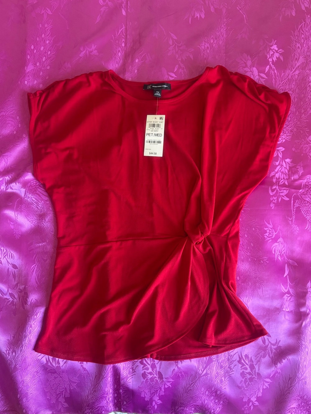 NWT INC Red Short-Sleeve Twist-Side Top